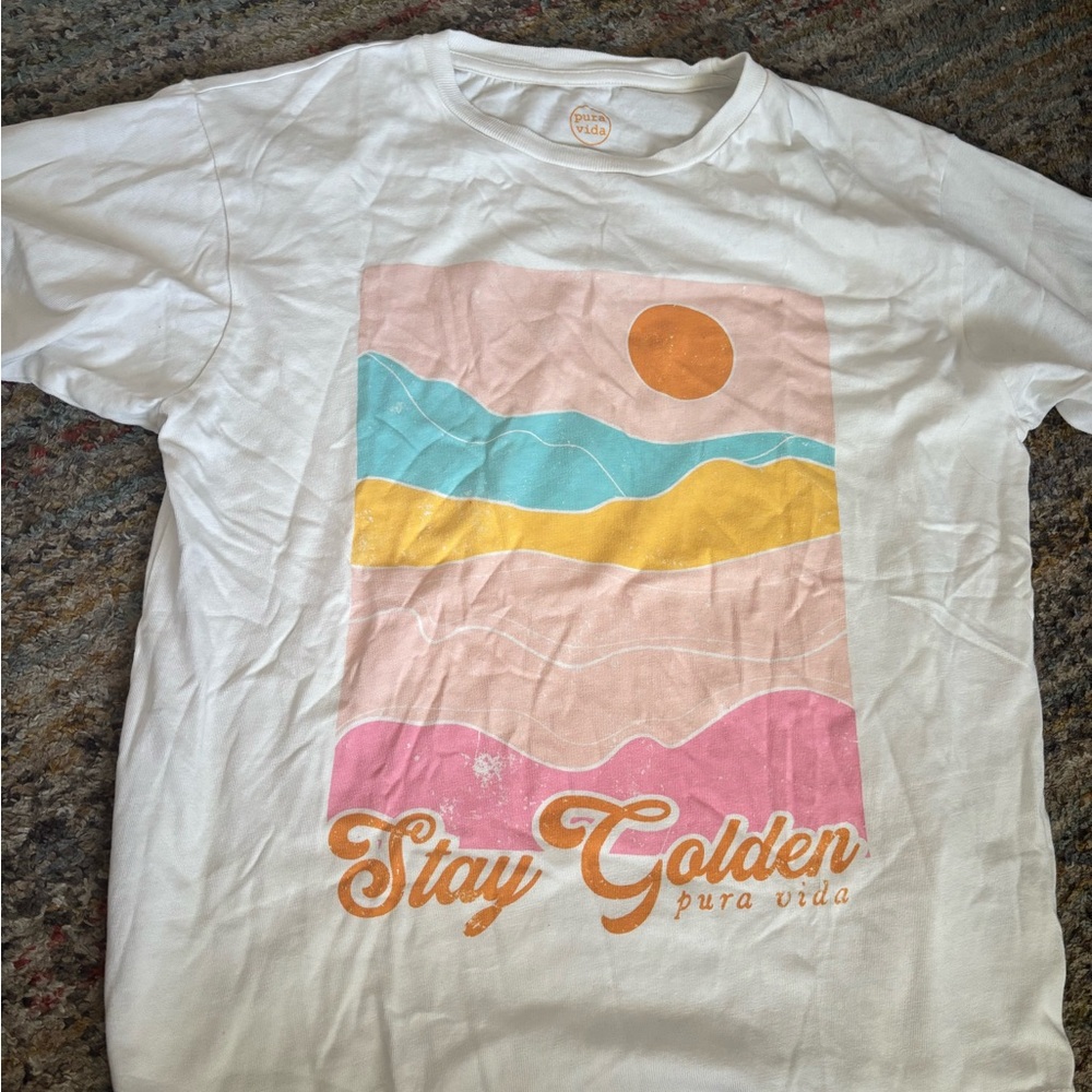 Pura Vida White T-Shirt with Orange Accents